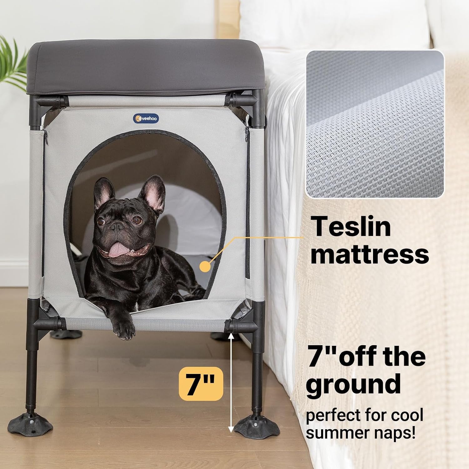 veehoo-dog-bunk-bed-dog-beds-attachment-to-human-bed-bedside-dogs-cot-pet-window-perch-for-small-medium-cats-dogs-dog-house-bed-with-non-slip-feet-plush-cushion-topper-grey
