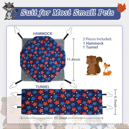 Petonfun Ferret Rat Hammock Tunnel Set for Cage Accessories Toys Bed, Blue | 2 Pack, Large Size, Double Sided, Durable & Soft, Hideout for Guinea Pig & Chinchilla to Hide, Suitable for Most Small Animal2