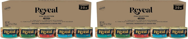 Reveal Fish Variety in Broth Wet Cat Food, 5-Flavor 30-Pack 2.47 Oz Cans | 100% Natural, High Quality Protein, Limited Ingredient, Grain Free, No Fillers, No Artificial Additives, No By-Products15
