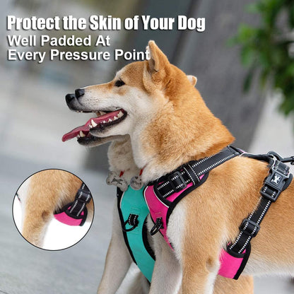 Poypet No Pull Dog Harness, Reflective Comfortable Vest Harness with Front & Back 2 Leash Attachments and Easy Control Handle Adjustable Soft Padded Pet Vest for Small Medium Large Dogs (Mint Blue,M)3