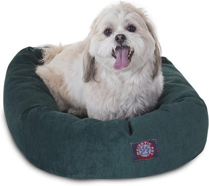 Majestic Pet 40 Inch Micro Velvet Calming Dog Bed Washable – Cozy Soft round Dog Bed with Spine for Head Support - Fluffy Donut Dog Bed 40X29X9 (Inch) – round Pet Bed Large – Pearl17