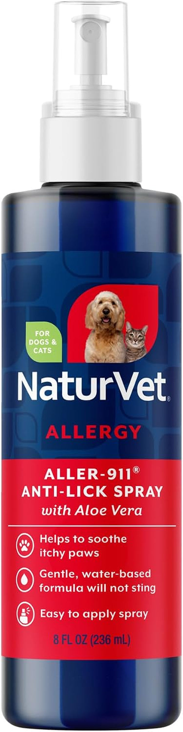 Naturvet Aller-911 Anti-Lick Paw Spray for Dogs & Cats – Includes Aloe Vera – Helps Sooth Itchy Paws, Offers Dog & Cat Allergy Support – Helps Discourage Pet Licking – 8 Oz. Spray | Includes Aloe Vera, Sooth Itchy Paws, Offers Dog & Cat Allergy Support, Discourage Pet Licking1