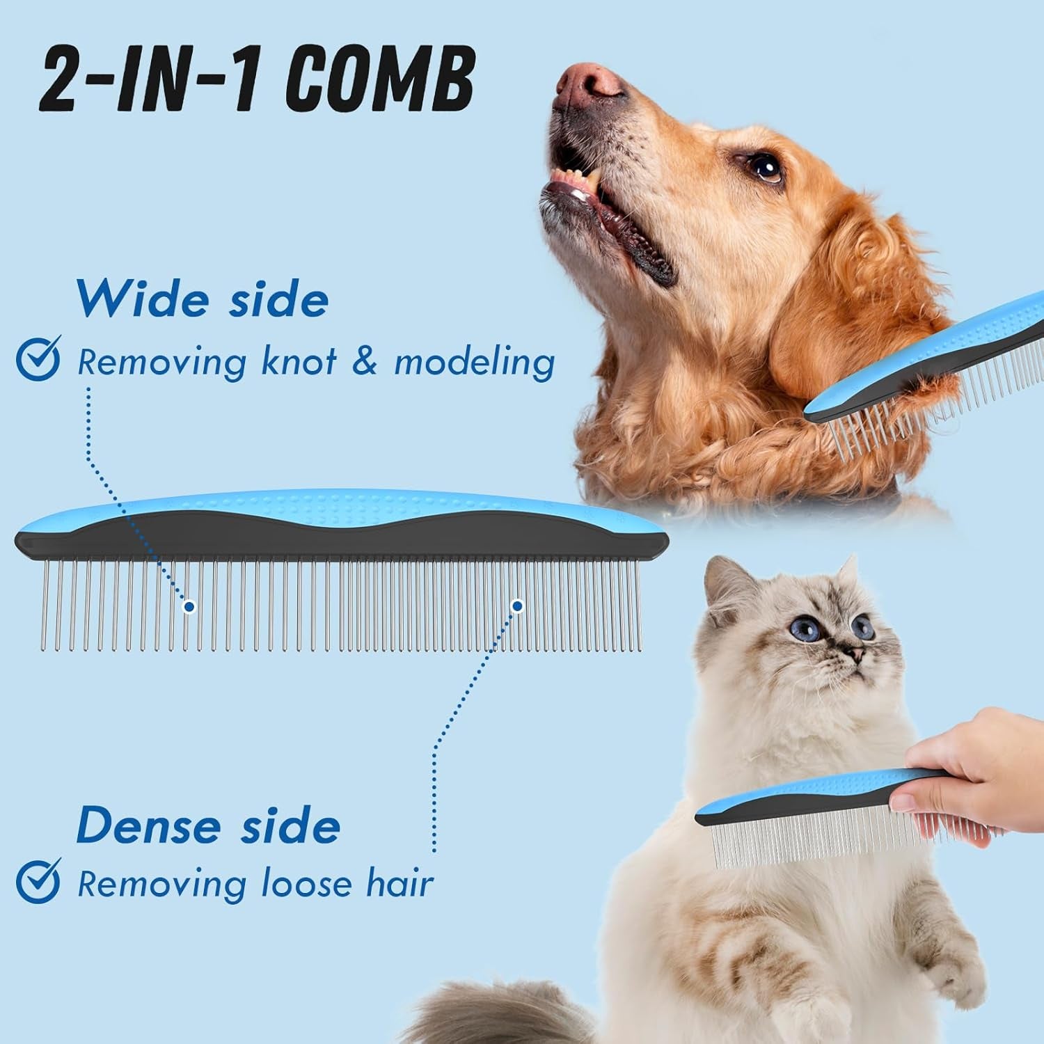docrok-pet-grooming-combo-blue-deshedding-brush-with-metal-comb-for-detangling-and-dematting-long-matted-fur-on-cats-and-dogs