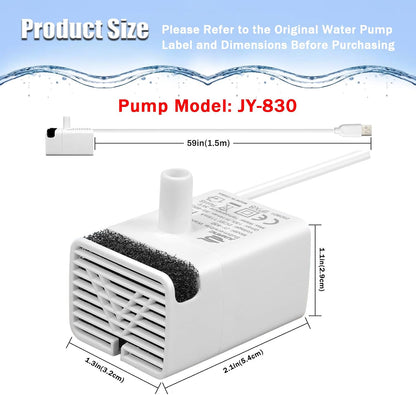 Cat Water Fountain Pump Replacement JY-830 Submersible Motor | Cat Fountain Pump Replacement,Fountains Pump for Stainless Steel Cat Dispenser,Ultra Quiet Dog Drinking Fountain Pump6