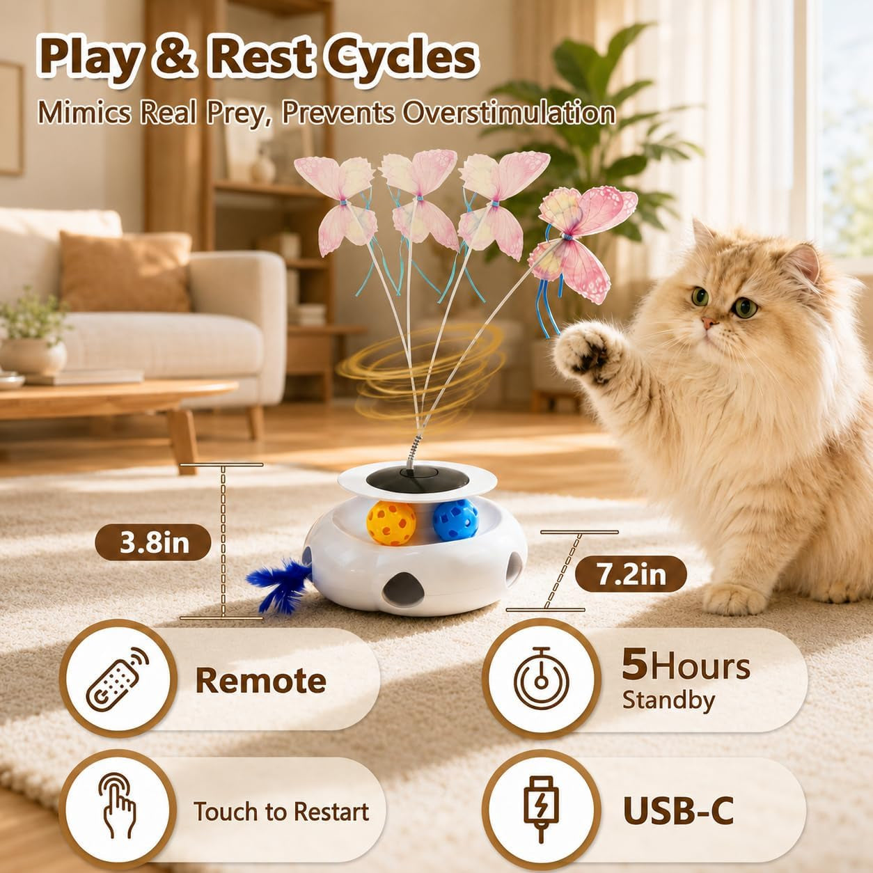 3-in-1-interactive-cat-toy-with-remote-control-butterfly-wand-automatic-retractable-feathers-rolling-ball-track-multi-functional-cat-toy-for-indoor-cats-suitable-for-bored-kitten-white