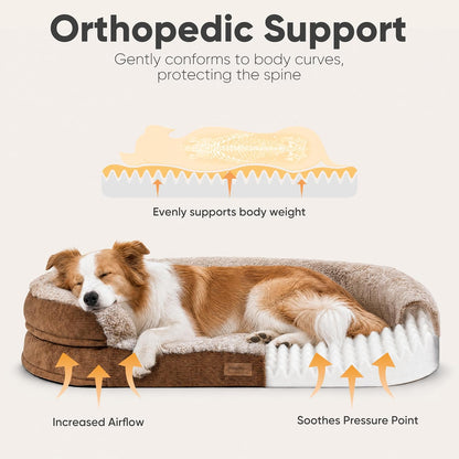 FUKUMARU Large Thickened Dog Couch Bed, Orthopedic, Waterproof & Washable | Heavy Duty Dog Sofa with 4" Extra-Thick Egg-Crate Foam, Relieves Joint Pressure, Fully Removable, Fits Medium to Large Dogs3