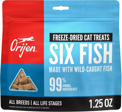 ORIJEN Freeze Dried Cat Treats Grain Free WHOLEPREY, 1.25Oz Bag | 99% Animal Ingredients, Freeze Dried, Grain Free, High Protein, Wild-Caught Fish, 1 Calorie Each, Ideal for Training1