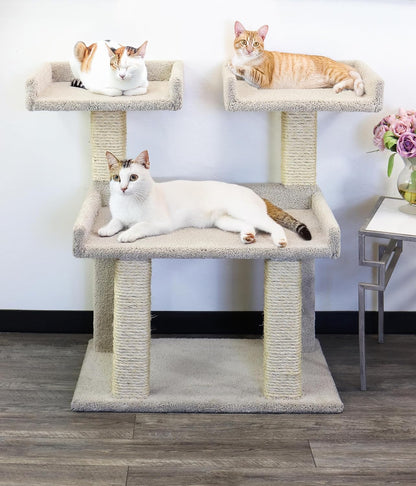 Prestige Cat Trees Maine Coon Deluxe Cat Perch – Made in USA Sturdy Solid-Wood Tower for Large & Multiple Cats – Easy 2-Step Assembly, Plush Carpet, Sisal Scratch Posts1
