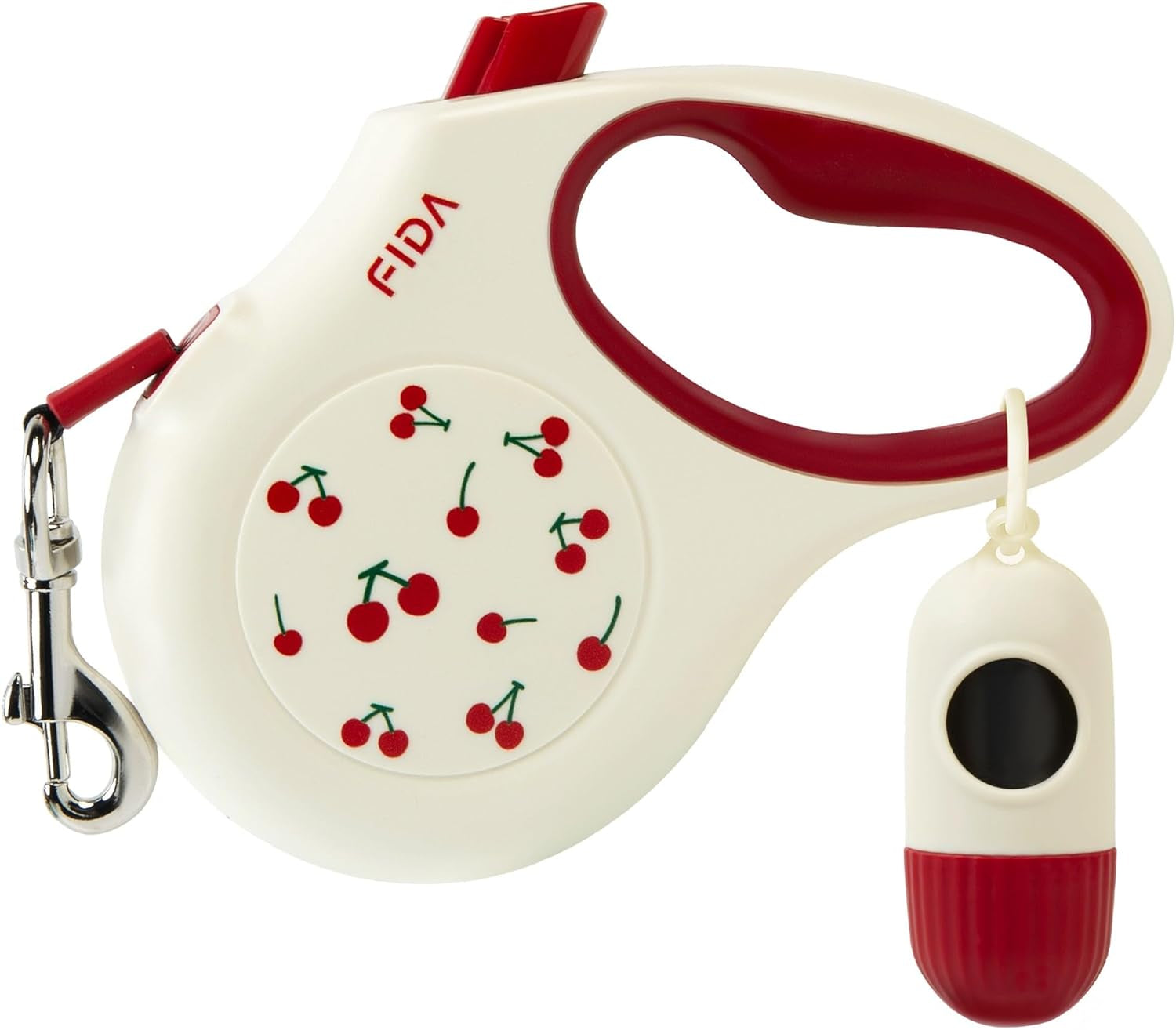 fida-retractable-dog-leash-for-small-breed-up-to-26-lbs-16-ft-pet-walking-leash-with-dispenser-and-poop-bags-anti-slip-handle-reflective-strong-nylon-tape-one-handed-brake-s-white-pink