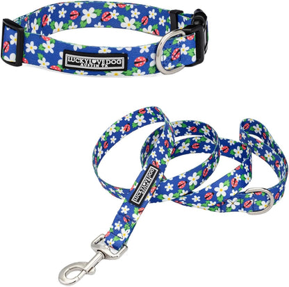 Lucky Love Dog - Easy Click Buckle Dog Collar with Leash Set Combo, Durable & Comfortable for Male & Female Dogs, Pet Collar for Medium Dogs, Secure Fit - Blackbird Combo, Medium46