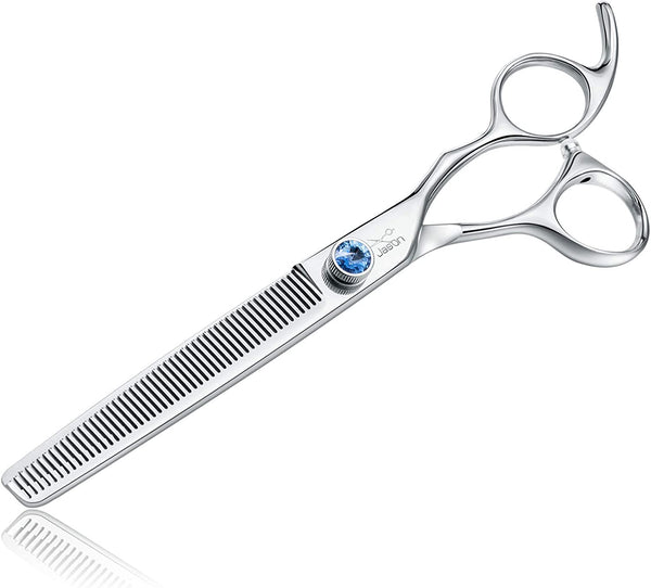 JASON Dog Grooming Thinning Scissors - 7" Trimming Blending Shears 50 Teeth | Ergonomic Pet Thinner Blender Shear Cat Texturizing Kit with Offset Handle and a Jewelled Screw, 30% Thinning Rate1