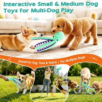 Fuufome Octopus Squeaky Dog Toys for Puppy, Small and Medium Large Breed | Tough Soft Fabric, Interactive Daily Companionship, Tug of War Doggie Toy, Training Reward, Birthday Gift5