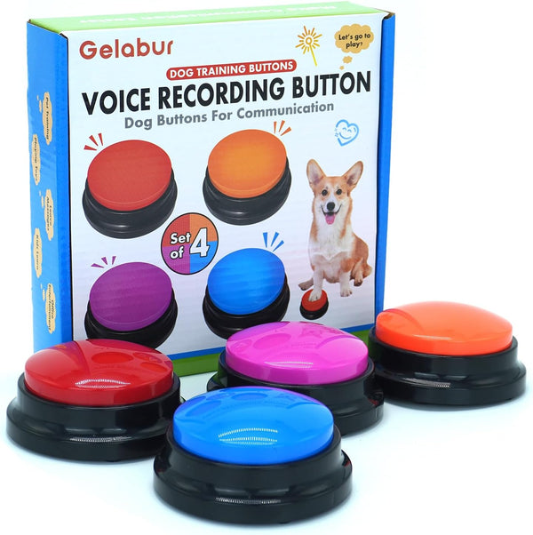 Gelabur Set of 4 Dog Buttons for Communication, Voice Recordable Buttons for Classroom, Dog Training Talking Buttons Starter Set, Pet Easy Speaking Buttons Tools1