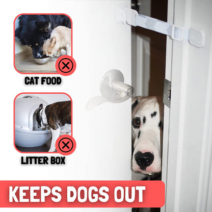 Door Buddy Pet Door Latch for Cats - Grey. Adjustable Cat Door Strap. Dog Proof Litter Box & Feeding Station without Pet Gate. Most Customizable Cat Door Holder for Interior Door.3