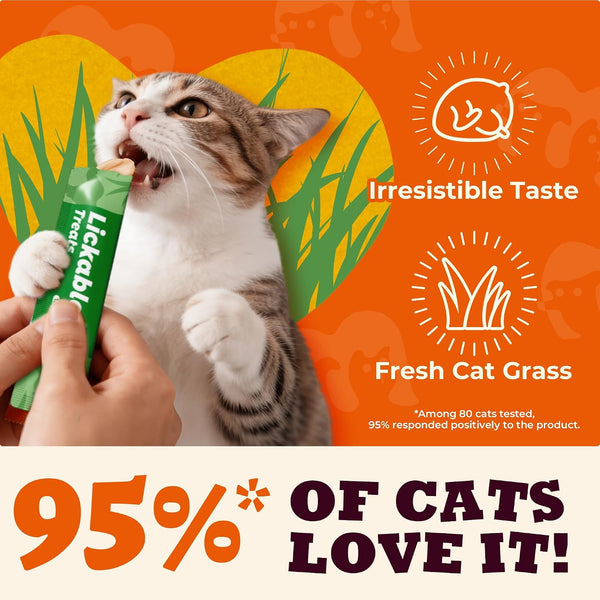 22 Tubes Lickable Cat Treats with Cat Grass & Taurine for Cats | Squeezable Cat Grass Treats for Indoor Cats with Taurine for Cats & Vitamins for Hairball Control & Digestive Health2