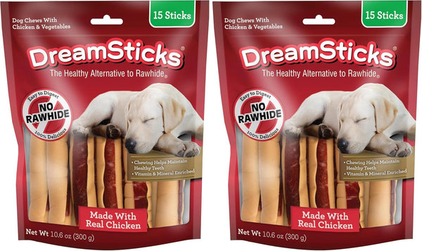 Dreambone Chicken Wrapped Mini Stick Dog Treats, Daily Rawhide-Free Chew, Digests Safely and Completely, with Real Protein, Chicken and Veggies, 15 Count18