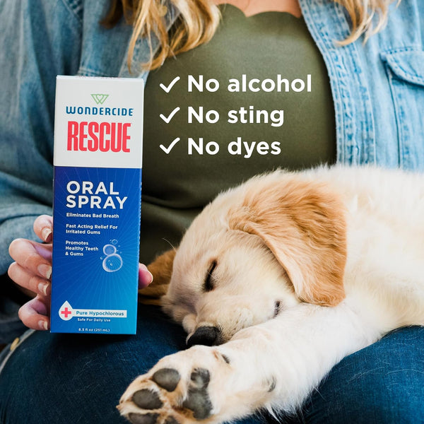 Wondercide Rescue - Oral Spray for Dogs and Cats - 8.5 Oz | Freshens Breath, Soothes Gums, Alcohol Free Daily Dental Care - with Pure Hypochlorous7