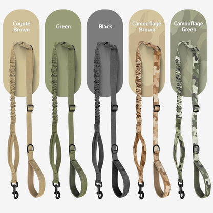 Forestpaw Tactical Dog Leash for Large Dogs, Khaki, 4-5FT | Heavy Duty Bungee, Shock Absorption, 2 Padded Handles, for Training Running Walking2