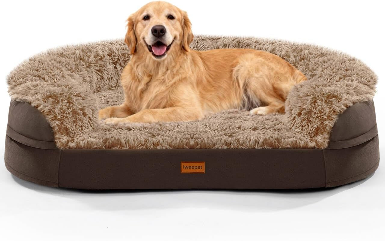 iweepet-fluffy-orthopedic-dog-beds-for-large-extra-large-dogs-44-dog-sofa-bed-with-supportive-28d-egg-crate-foam-removable-washable-cover-waterproof-lining-for-puppy-senior-sick-brown