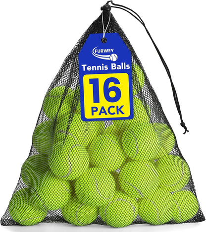 FURWEY Tennis Balls for Dogs 16 Pack,2.5 Inches,Durable and Non-Toxic Dog Toys Balls with Mesh Bag,Colorful Fetch Toys Balls for Pet Dog (Non Squeaky)10