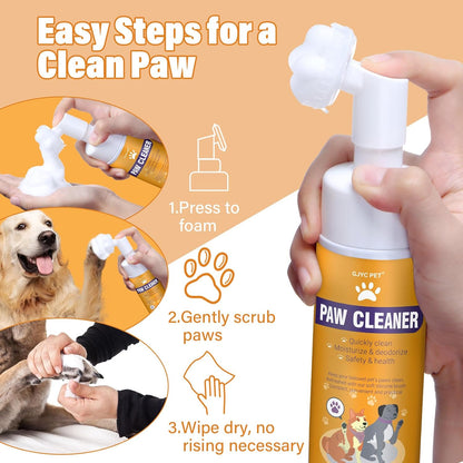 Paw Cleaner for Dogs and Cats,Magic Foam - Clean Paws No-Rinse Foaming Cleanser-Dry Shampoo, Foot Cleaner Brush - with Rose Extract, Odor Control Wash - Good for Puppy3