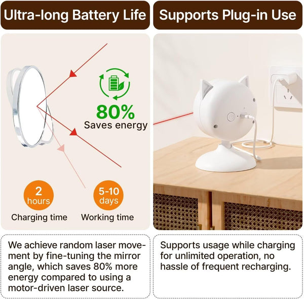 Potaroma Smart Sensor Cat Laser Toys Interactive, Motion Activated Truly Random Trjajectory, Clamp Design, Automatic Chargeable Kitten Toy Indoor Exercise, Cream White | Motion Activated Truly Random Trjajectory, Clamp Design, Automatic Chargeable Kitten Toy Indoor Exercise, Cream White4