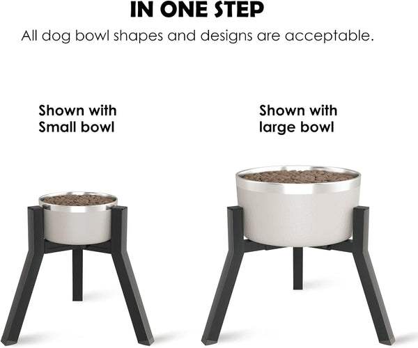 Dog Bowl Stand for Medium Large Dogs, Adjustable Width Elevated Dog Bowls 7-10.6", Raised Dog Food Water Bowls, 11 Inch Tall Single Holder, Black,Bowl Not Included5
