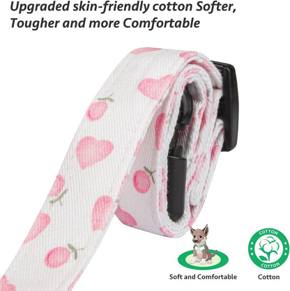 Cotton Dog Collar White and Pink Love Heart with Pendant Cute Dog Collar S | Handmade Distinctive Patterns Skin-Friendly and Breathable Girl Boy Dogs Collars4