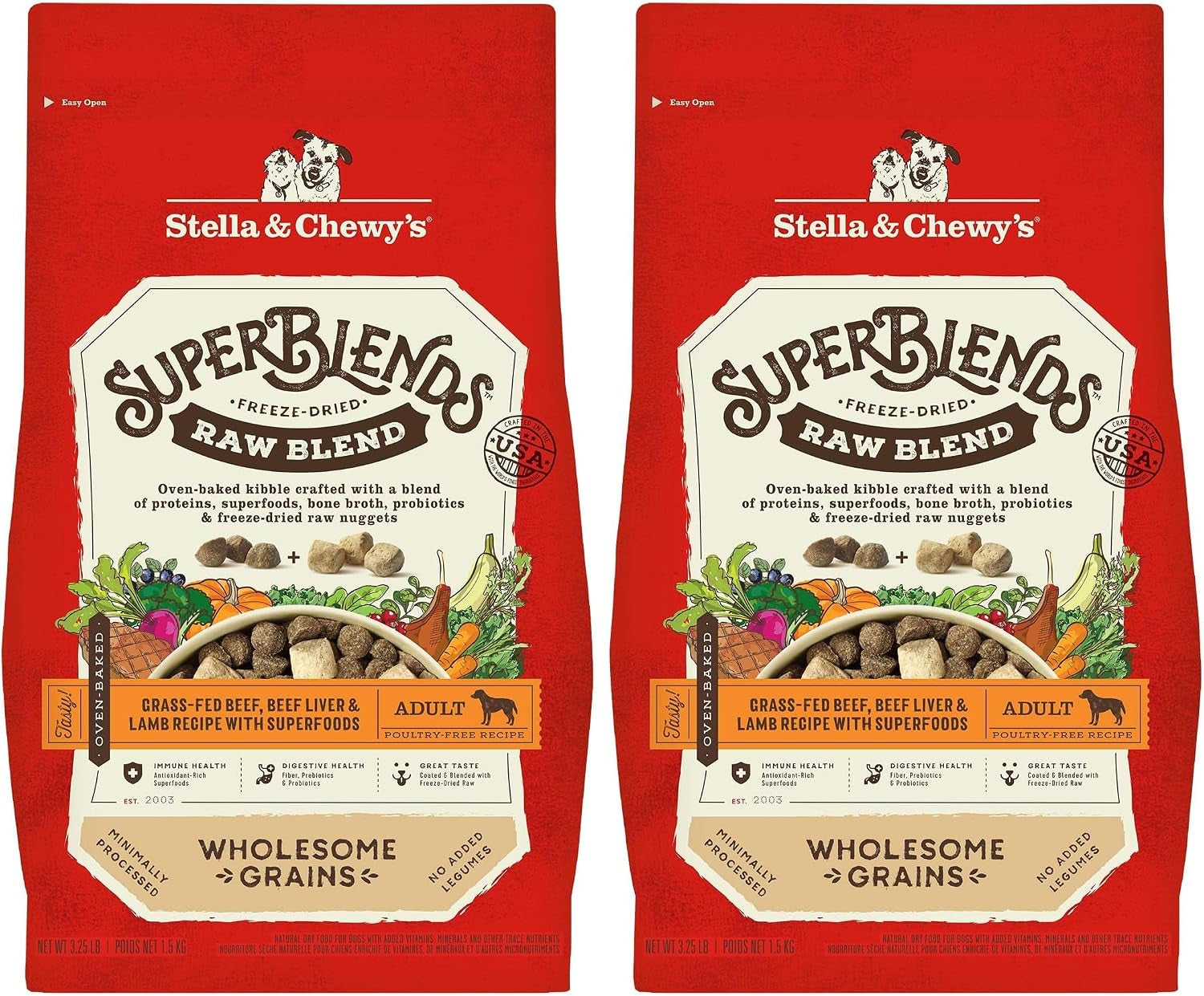 stella-chewys-superblends-raw-blend-wholesome-grains-grass-fed-beef-beef-liver-lamb-recipe-with-superfoods-3-25-lb-bag