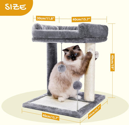 PAWZ Road Cat Scratching Post with Bed, Small Cat Tower with Pad & Ball | 19” Cat Stand with Padded Removable Bed, Full Sisal Scratching Post & Scratcher Pad Dual Play Ball for Kittens & Indoor Cats6
