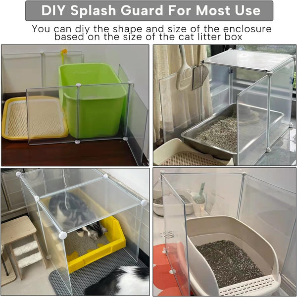 KEYIDE High Wall Cat Litter Box Splash Guard, DIY Cat Litter Pan Siding Kitten Litter Tray Pee Shield Dog Scatter Barrier, 24L X 19W X 16H Keep Floor Clean6