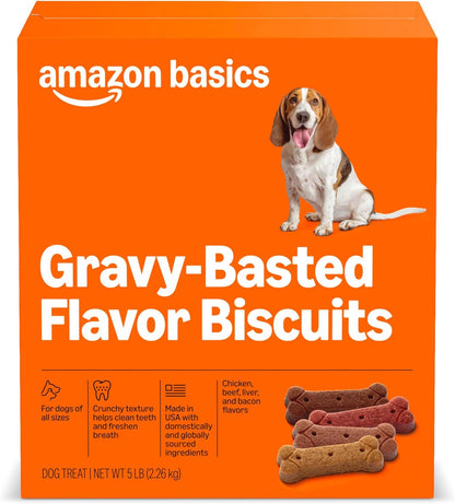 Amazon Basics Crunchy Dog Biscuits Peanut Butter Flavor Dog Treats 5 Lb. Box12
