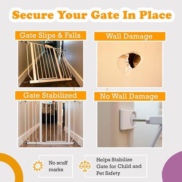 Wall Nanny - Baby Gate Wall Protector (Made in USA) Protects Walls and Doorways from Pet Gates - for Pressure Mounted Indoor Safety Baby Gates - White2