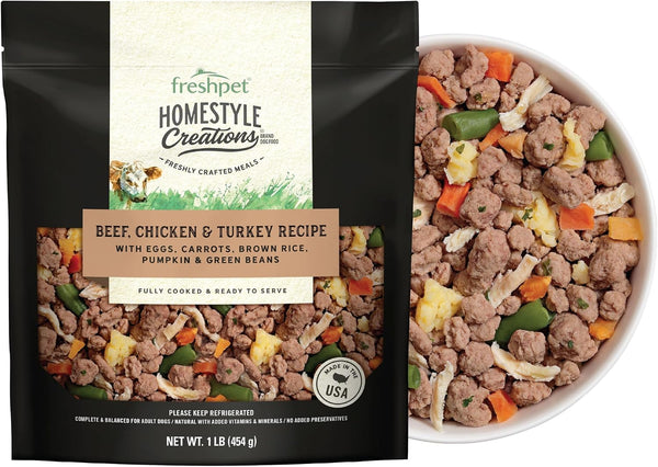 Freshpet Beef, Chicken & Turkey Homestyle Creations Dog Food, 16 Ounce1