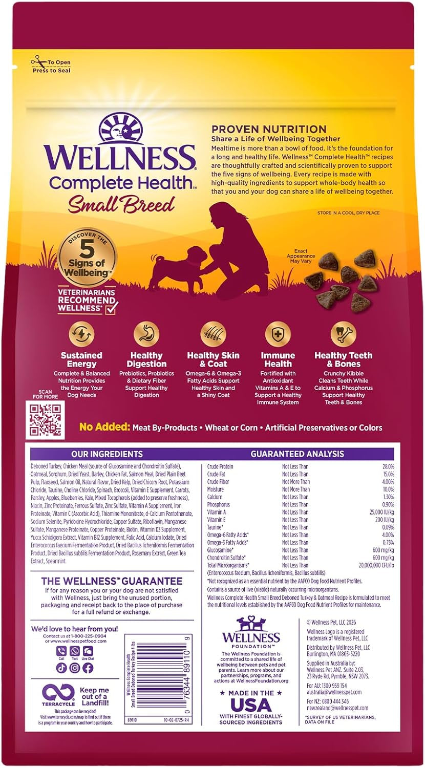 wellness-complete-health-small-breed-adult-dry-dog-food-wholesome-grain-kibble-natural-turkey-and-oatmeal-recipe-4-lb-bag