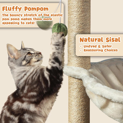 Fantasreen Cat Scratching Post 28 Inches Small Cat Tree Tower with Hammock, Cat Toy Wooden Interactive Condo for Kitten and Adults Cat4