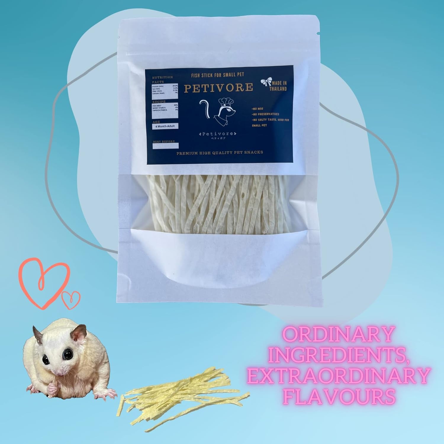 premium-fish-stick-for-sugar-glider-and-small-exotic-pet-made-from-real-fish-hamster-squirrel-chinchillas-marmoset-favorite-treats-snacks-and-food-35g