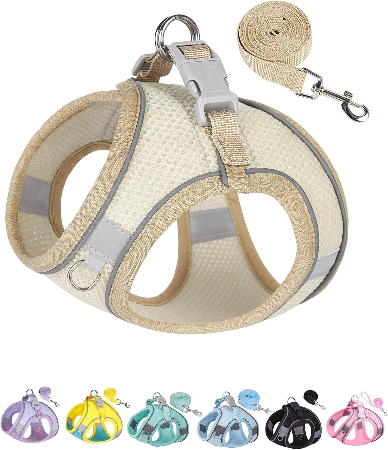 solmoony-dog-harness-for-small-medium-large-dogs-no-pull-puppy-and-leash-set-dogs-step-in-harness-mesh-harness-pink-xs