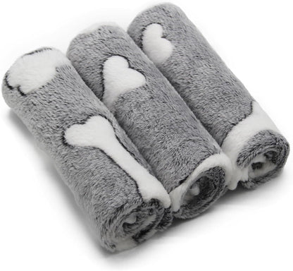1 Pack 3 Puppy Blankets Super Soft Warm Sleep Mat Grey Cute Print Blanket Fluffy Fleece Pet Blanket Flannel Throw Dog Blankets for Small Dogs Puppy Dogs Fluffy Cats,Bone-Small(23"X15")1