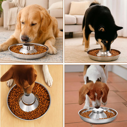 4 Pcs Stainless Steel Puppy Bowls, 10.2 Inch Silver Multiple Puppy Feeding Station, Non Skid Dog Food and Water Bowls for Weaning, Litter Feeding, and Slow Feeder Use6
