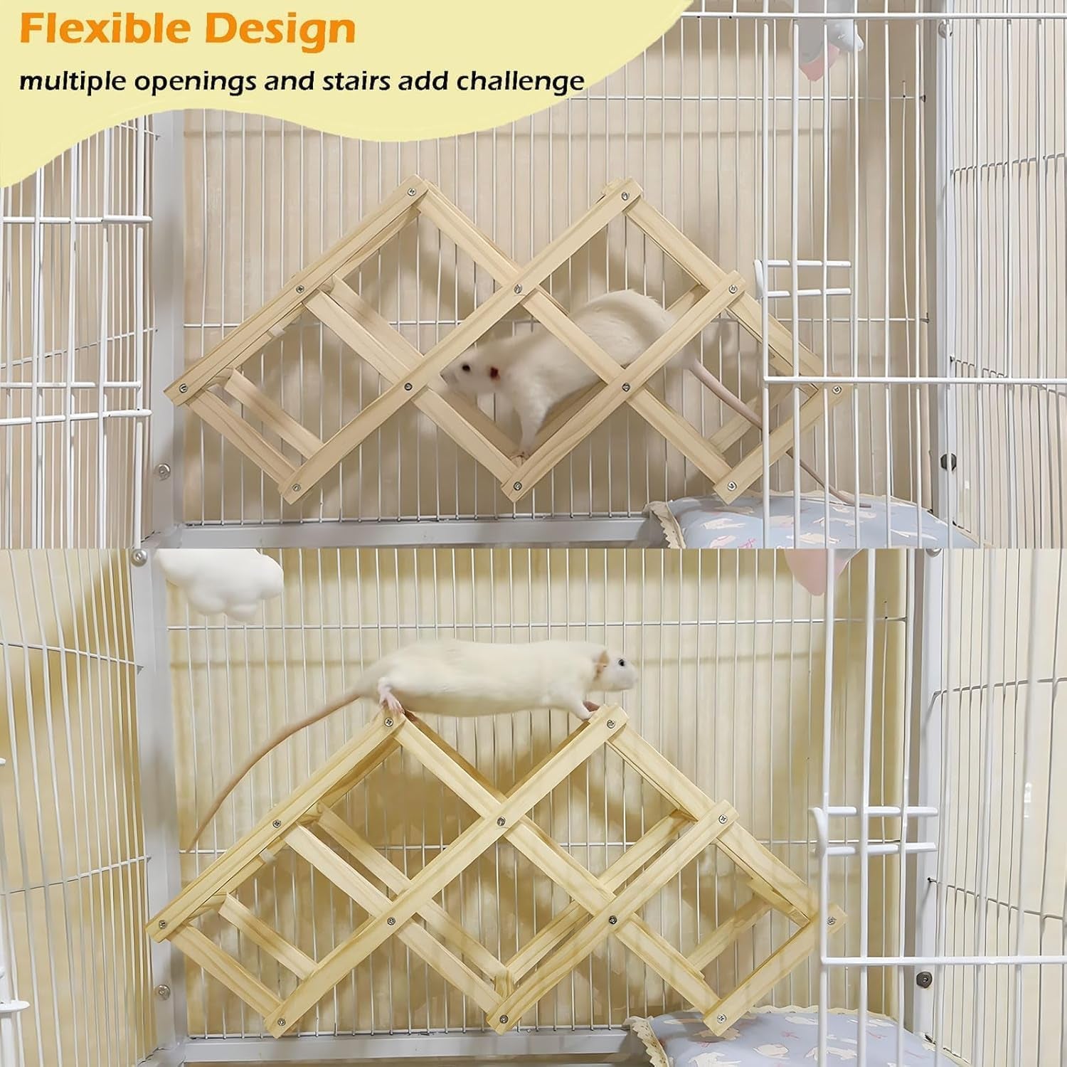 kiln-dried-wood-rat-climb-toy-hanging-cage-ladder-activity-m-1pc-natural-rat-cage-bridge-multiple-openings-directional-ramps-offer-challenges-to-satisfy-rats-instincts-for-explore-play
