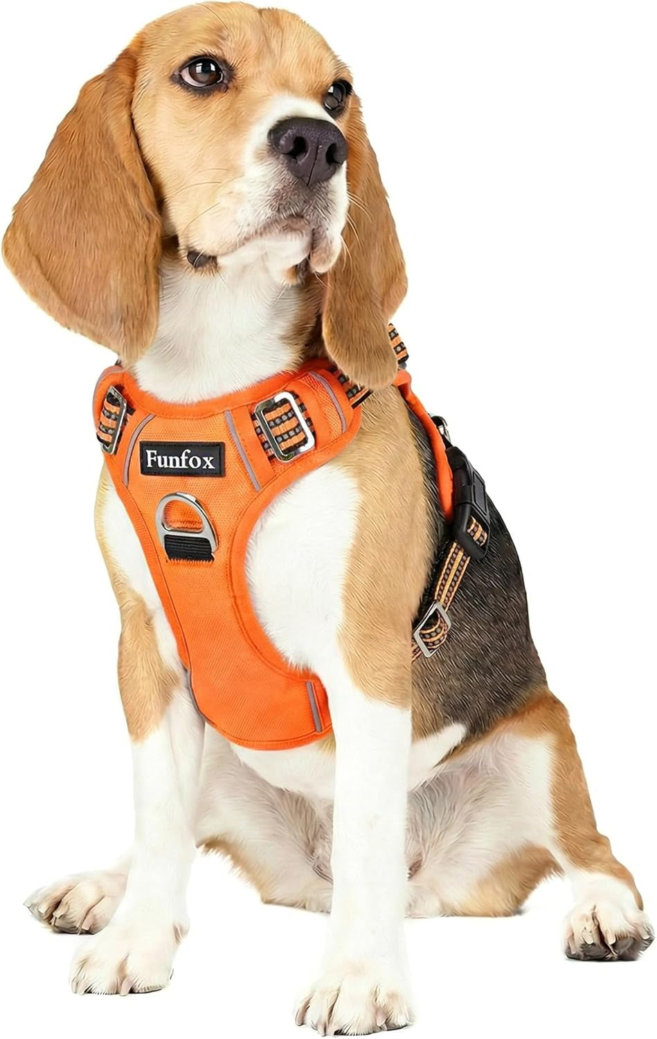 funfox-dog-harness-medium-sized-dog-vertical-handle-easy-control-no-pull-pet-vest-adjustable-with-2-leash-clips-soft-material-reflective-safe-night-walking-for-small-medium-large-breed-black-m