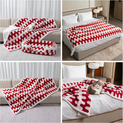 Waterproof Pet Blanket, Brown Checked Pets Throw Blankets for Dog Bed Covers Couch Sofa Stylish Jacquard for Puppy Cats Washable Reversible Furniture Protection Covers (Coffee Check,M)11