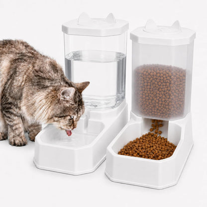 2 in 1 Gravity Pet Food Feeder and Water Dispenser for Cats & Small Dogs | 3.3L Large Capacity, BPA Free Material, Detachable & Dishwasher Safe, No Electrical Power Required1