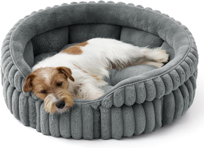 Bedsure Comfyfleece™ Washable Cute Large Cat Bed,Soft round Puppy Bed,23In | Cozy Fluffy Plush Small Dog Bed,Donut Corduroy Cuddler Pet Beds for Indoor Big Cats,Anti-Slip Bottom,Up to 20 Lbs,Cream14