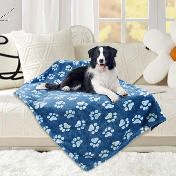 Rezutan Blanket for Large Dogs, Cat Flannel Washable Soft Pet Mat Throw Cover for Kennels-Beds, Sofas, Furniture Protection, Cute Paw Pattern, Black, 50X40 Inch31