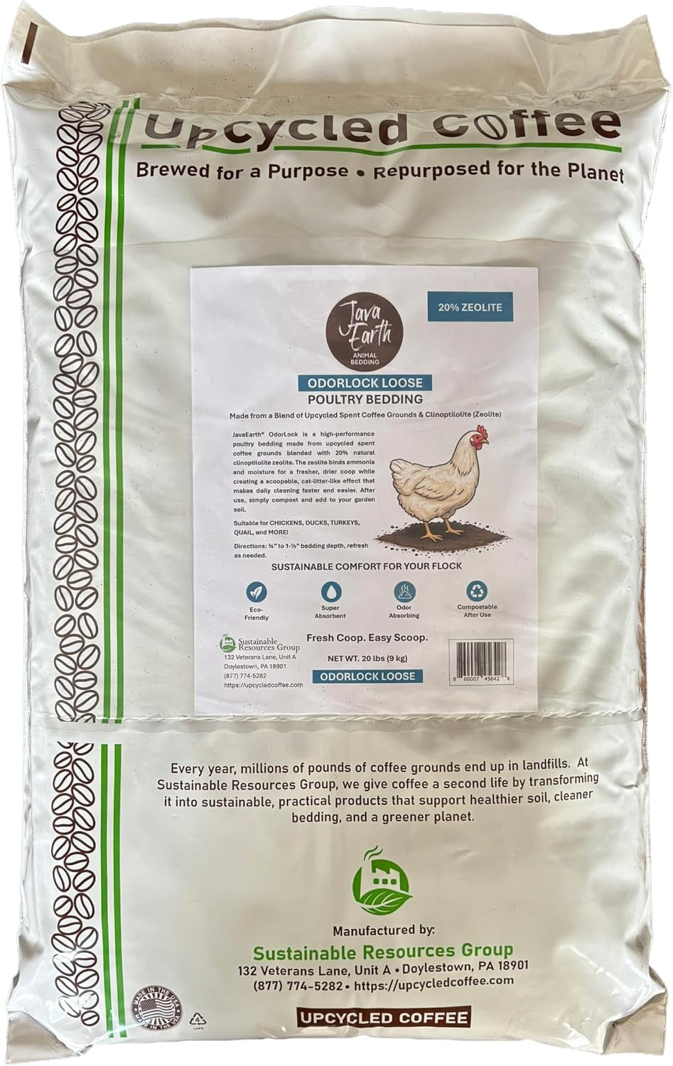 javaearth®-coffee-bedding-for-chickens-loose-upcycled-coffee-grounds-poultry-litter-for-coops-brooders-natural-clumping-odor-control-20-lbs