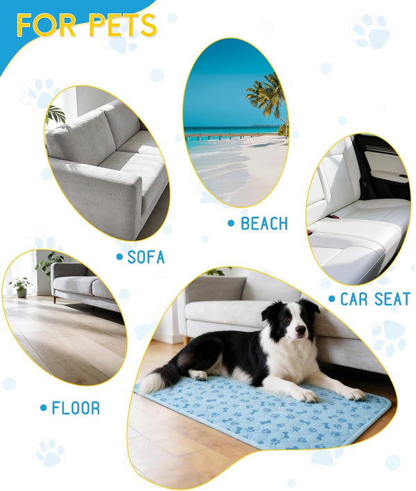 Upgraded Dog Cooling Mat for Dogs& Cats,Ice Silk Self Cooling Mat for Dogs(Q-Max>0.5),Washable Breathable Non-Slip Summer Dog Bed Mats for Crate Car Sofa Indoor Outdoor,Light Blue 29.1×18.5In9