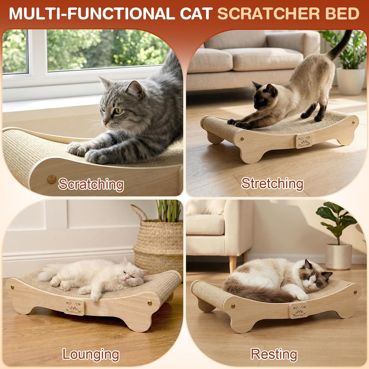 nocoex-sisal-cat-scratcher-bed-wood-scratch-board-hammock-for-indoor-cats-natural-solid-wood-curved-frame-lounger-sleep-scratching-pad-post-large-cats-45-lbs-easy-assembly-modern-furniture-protector