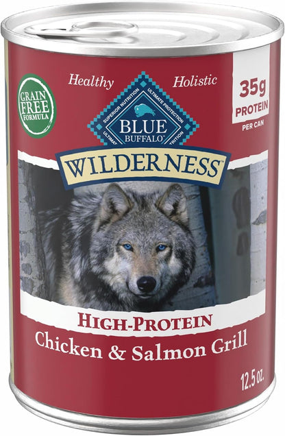 Blue Buffalo Wilderness Grain Free Adult Wet Dog Food, Beef & Chicken Grill, 32G Protein per Can, 12.5 Oz. Can (Pack of 12)19